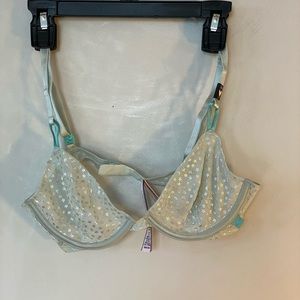 NWT Victoria’s Secret Demi Sheer Mesh Star Green Bra, size 32B/34C